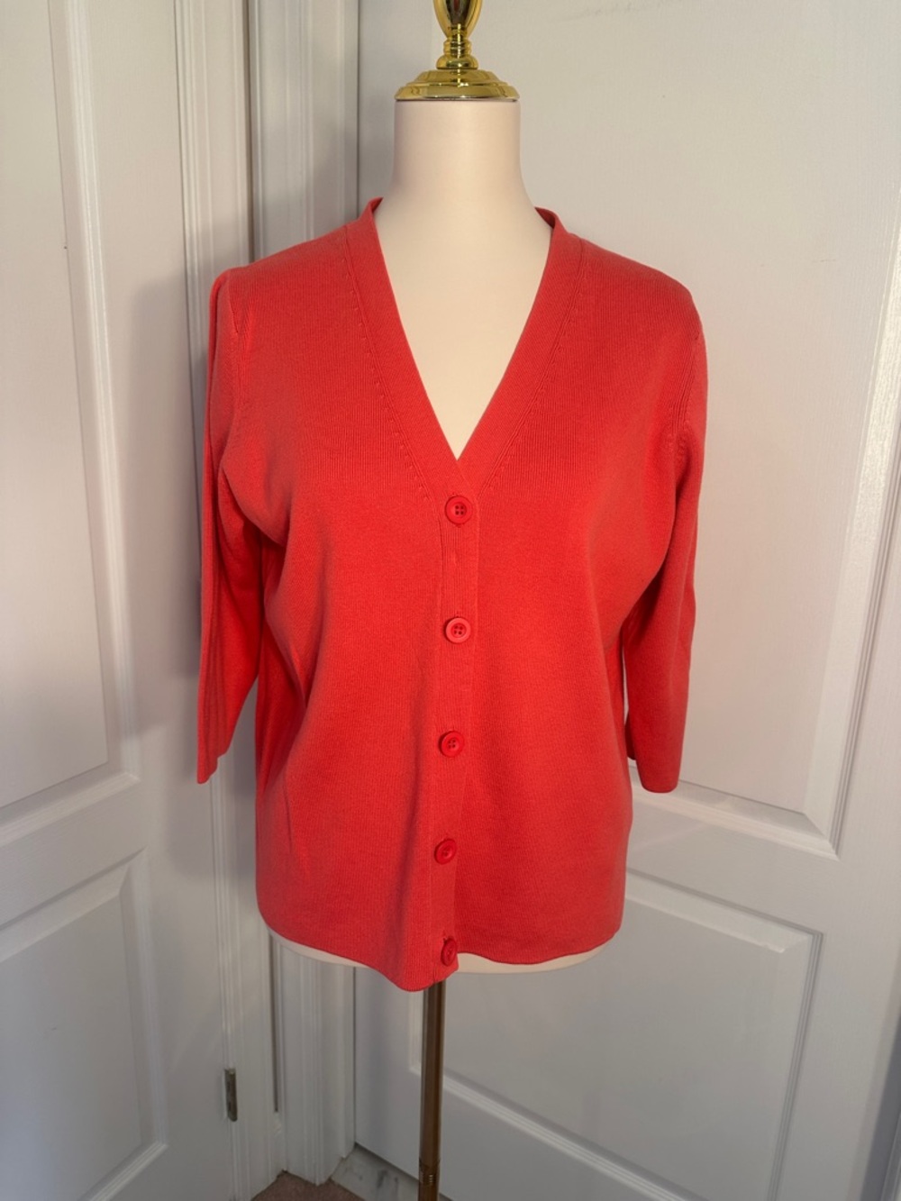 G KnitwearV-Neck Coral Button Cardigan Sweater 1X